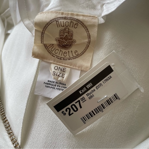 Muche et Muchette Silky Satin Rhinestone Trim V-Neck White Kaftan Dress NWT OS - Picture 7 of 10